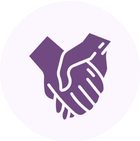 Two hands clasped together symbolizing unity and support.